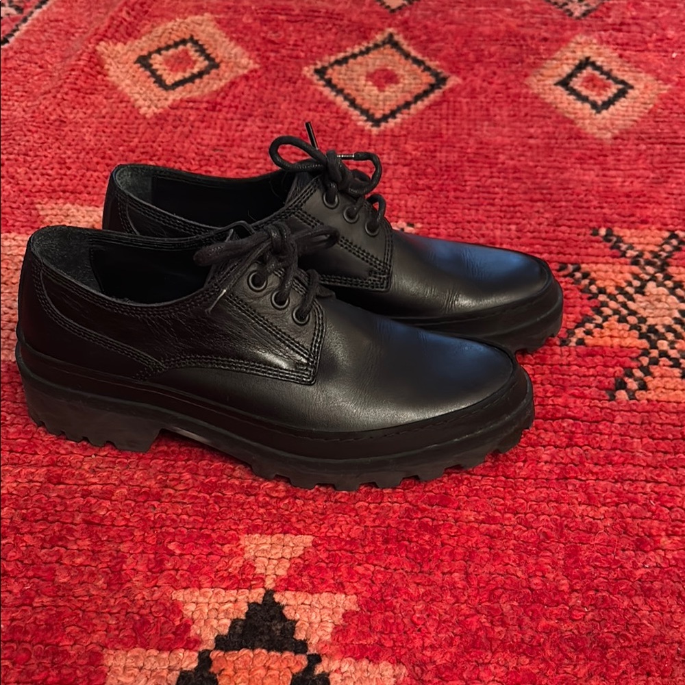 A.P.C. Black Leather Brogues with Polished Finish and thick sole